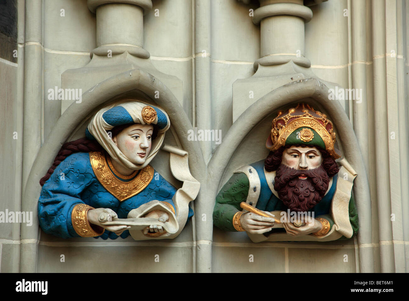 Schweiz, Bern, St Vincent Cathedral, Hauptportal, Statuen Stockfoto