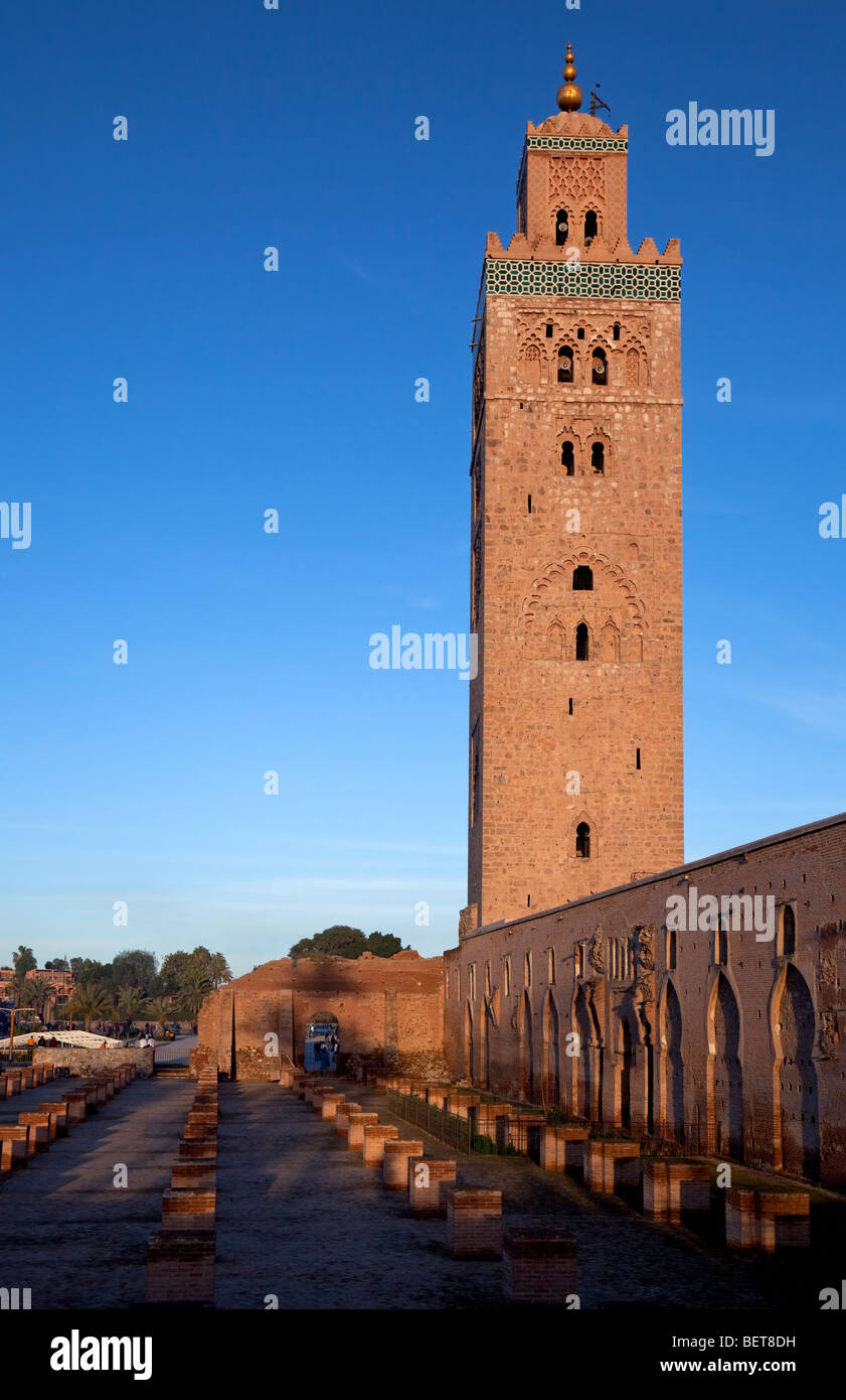 Kutubiyya Moschee und dar el Hajar (Haus des Steins), Marrakesch, Marokko Stockfoto