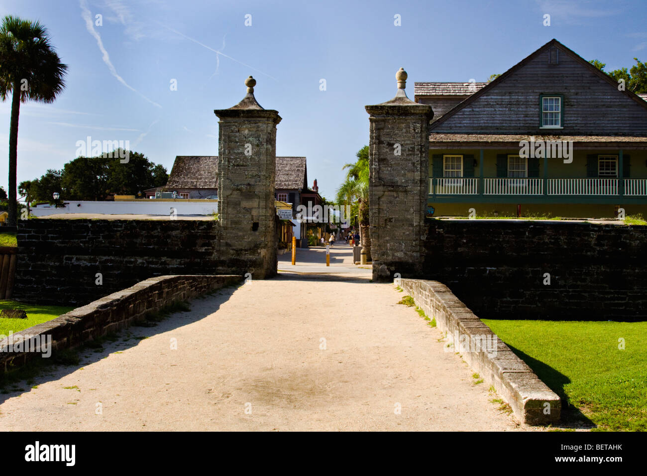 Die alten Stadttore führen in die Stadt St. Augustine Florida Stockfoto