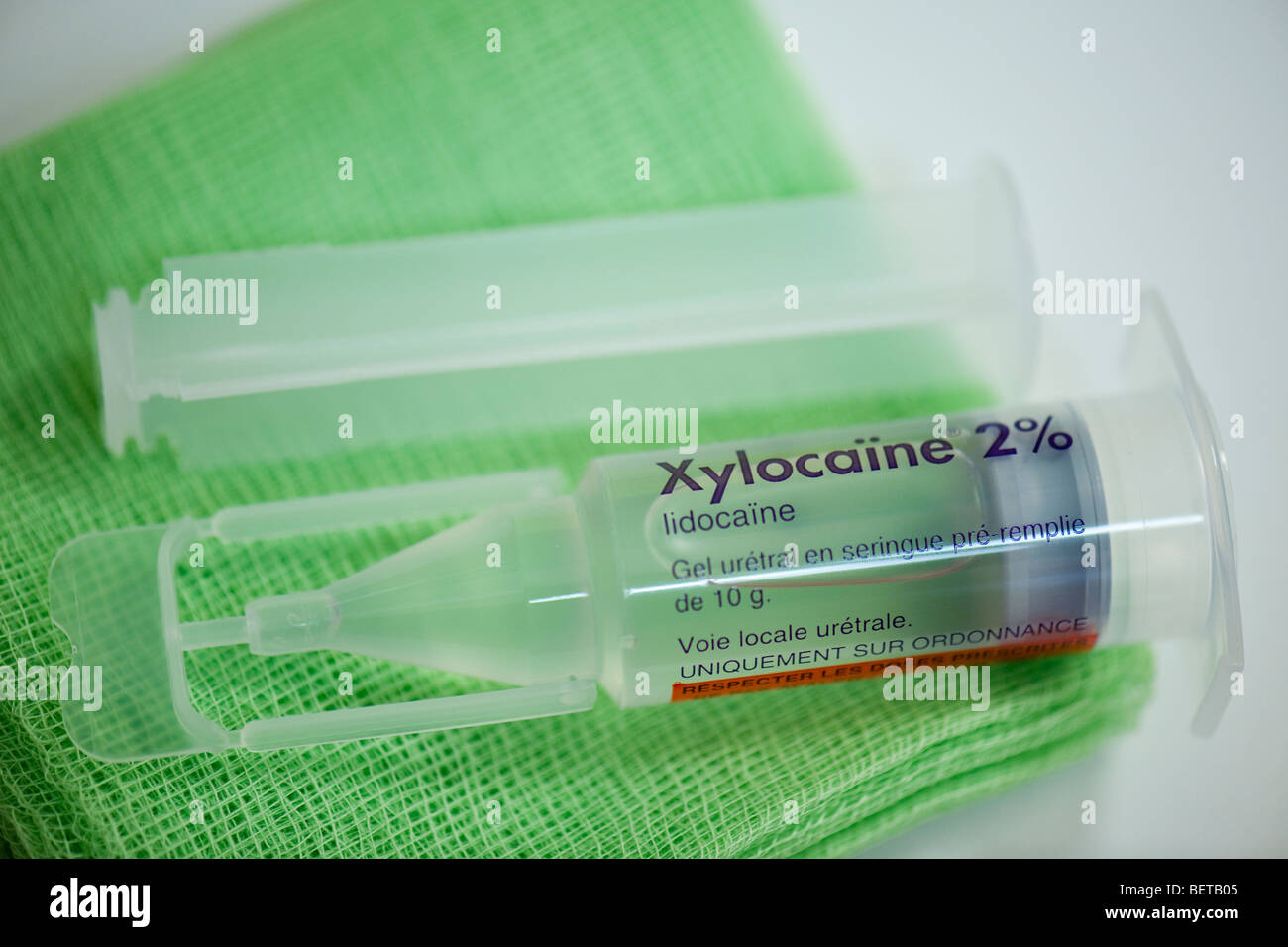 Lidocain Xylocain Fertigspritze Stockfoto