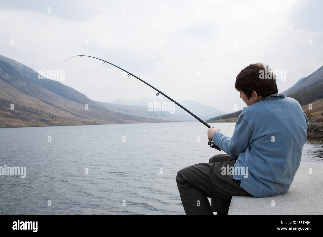 Angeln auf dem See Stockfoto