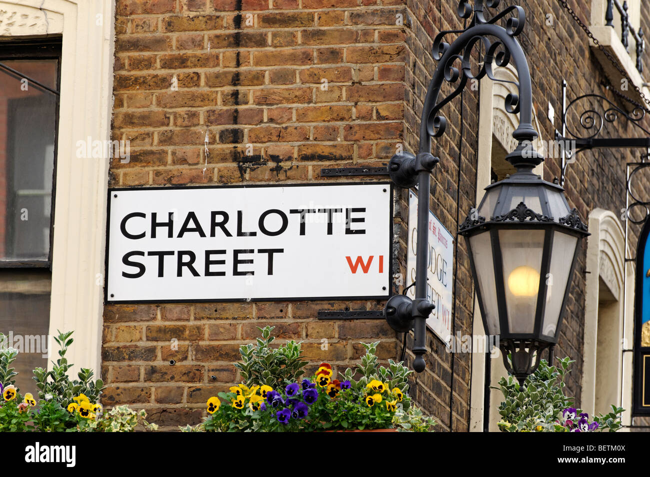Charlotte Street Straßenschild. London. Großbritannien. UK Stockfoto