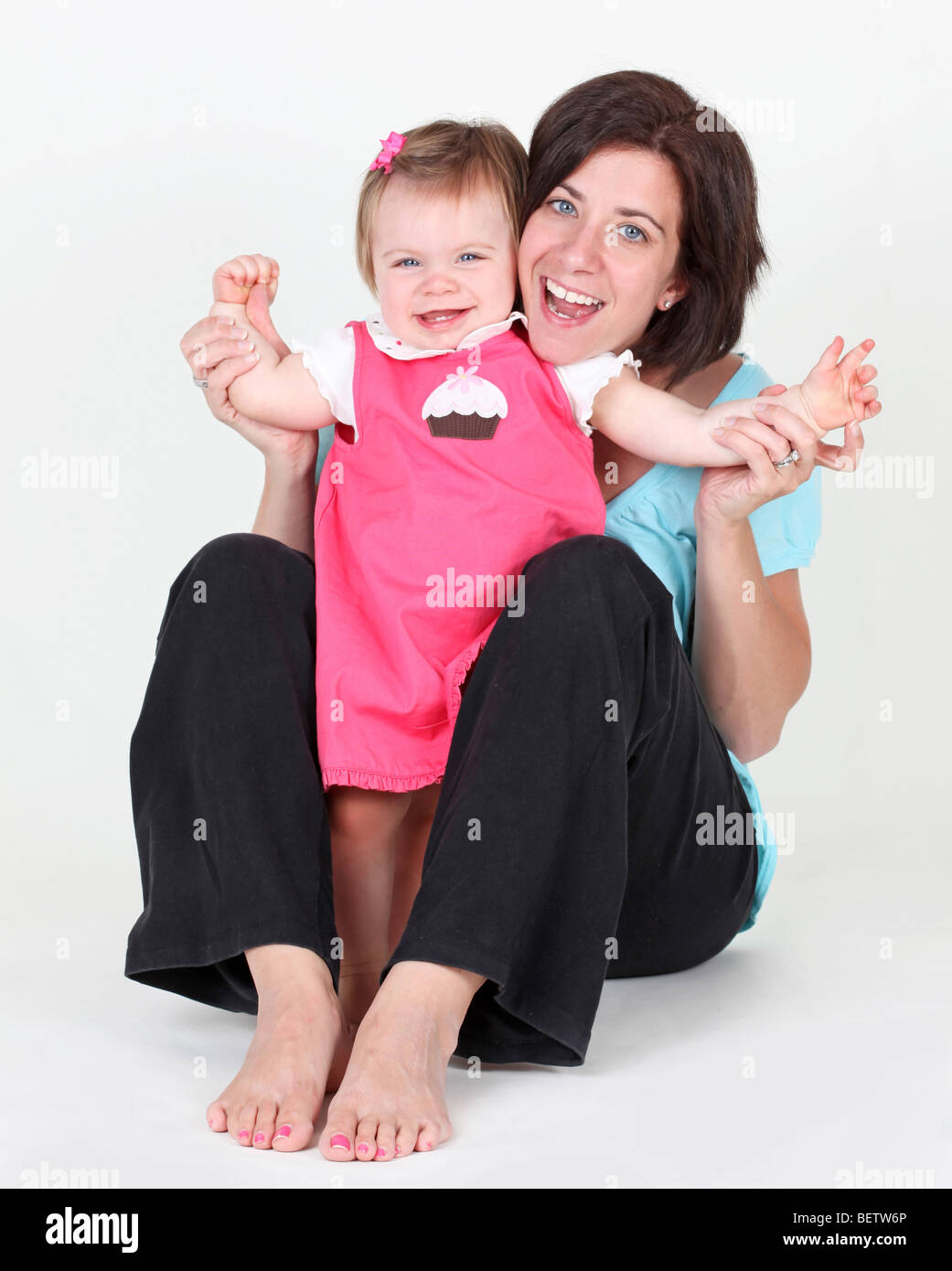 Attraktive Mutter und Tochter-Porträt Stockfoto