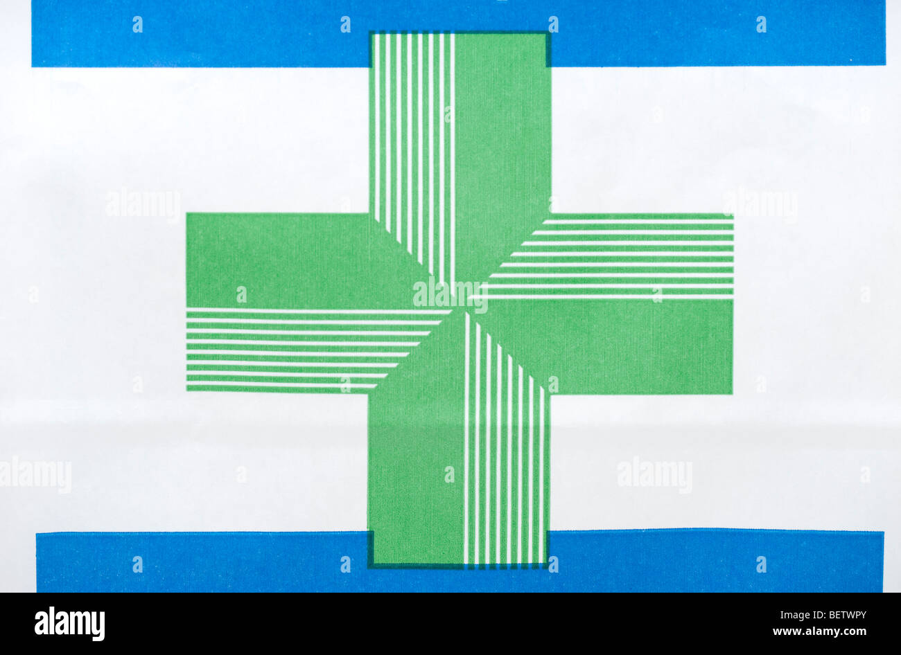 NHS-Logo Apotheke Green Cross Stockfoto