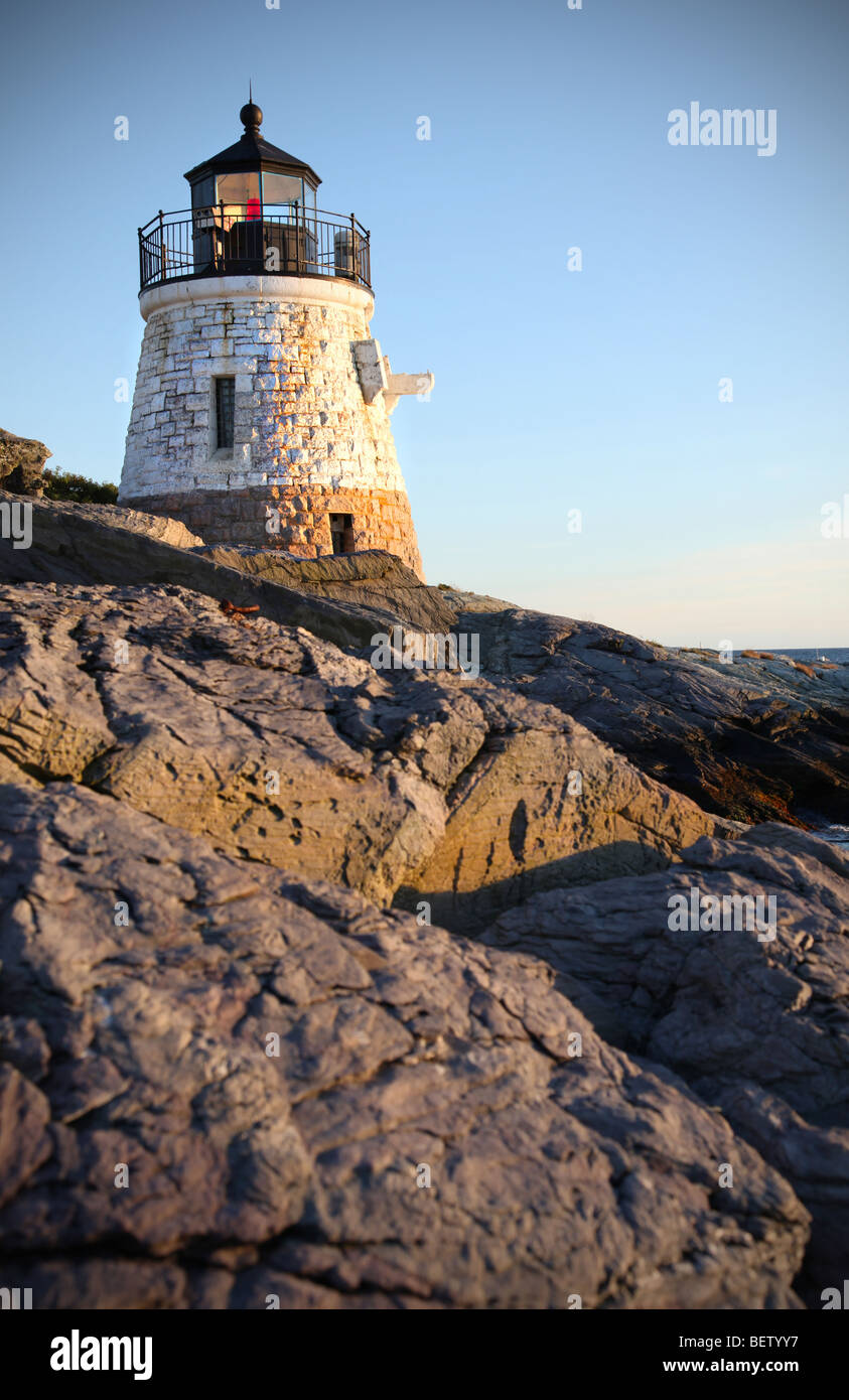 Castle Hill Lighthouse in Newport, Rhode Island Stockfoto