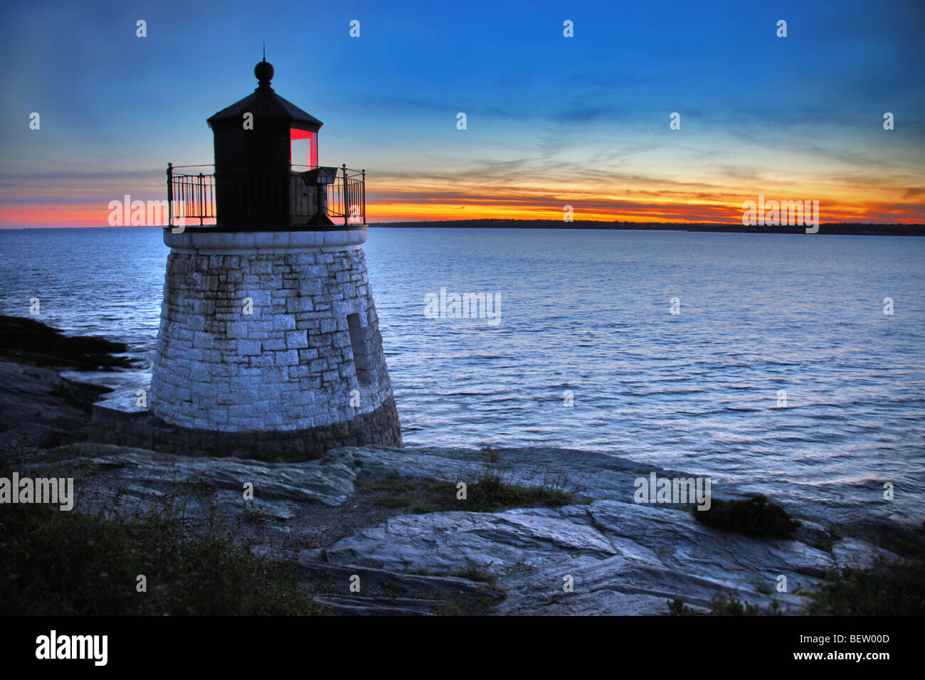 Castle Hill Lighthouse in Newport, Rhode Island Stockfoto