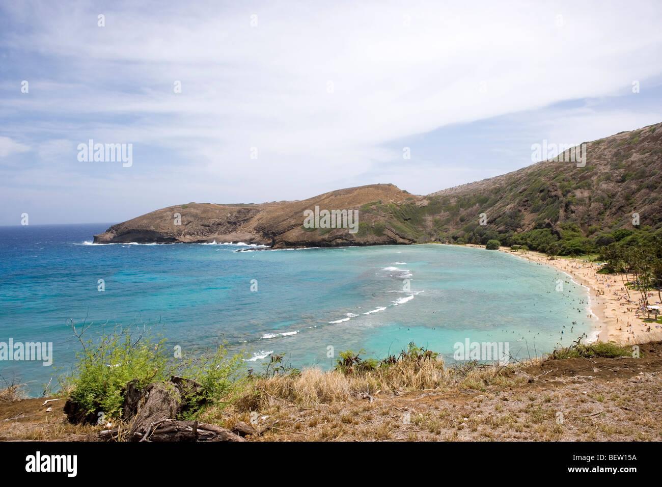 Hanauma Naturschutzgebiet Bay Honolulu Hawaii Insel Oahu blau unberührte Wasser Stockfoto