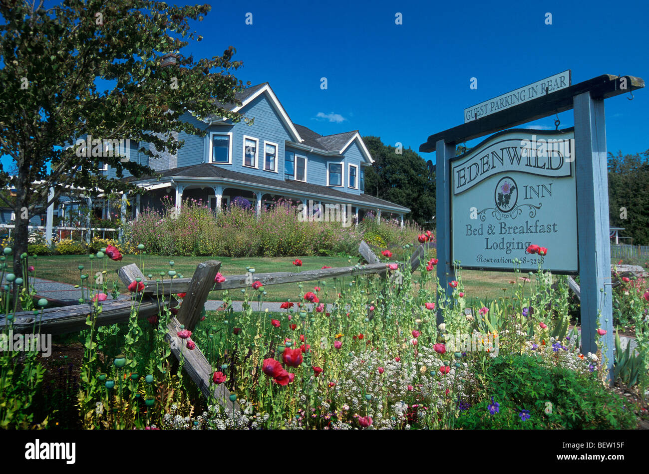 Edenwild Inn Bed & Frühstück in Lopez Dorf; Lopez Island, San Juan Islands, Washington. Stockfoto