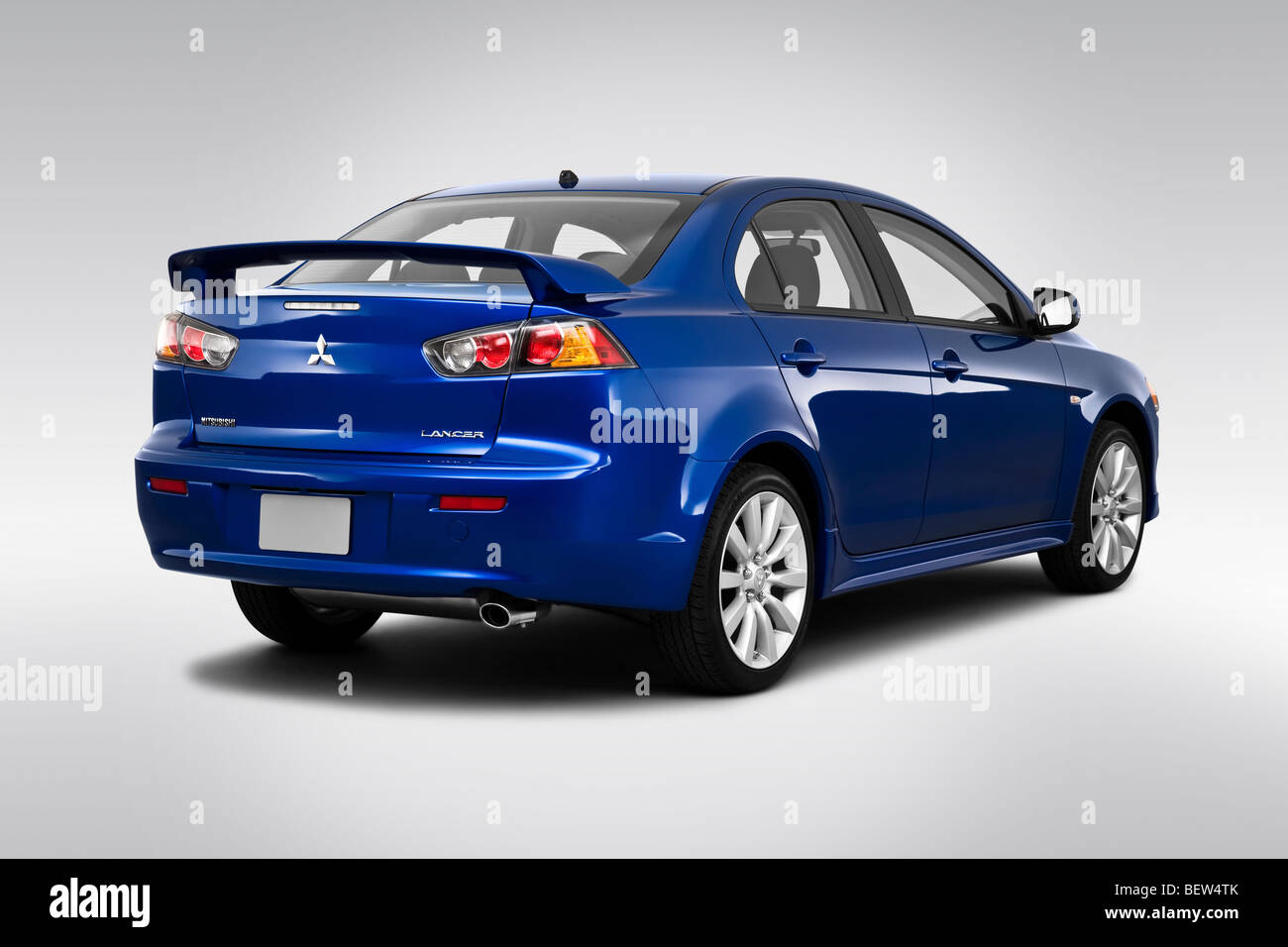 2010 Mitsubishi Lancer Gts Blau Winkel Ruckansicht Stockfotografie Alamy