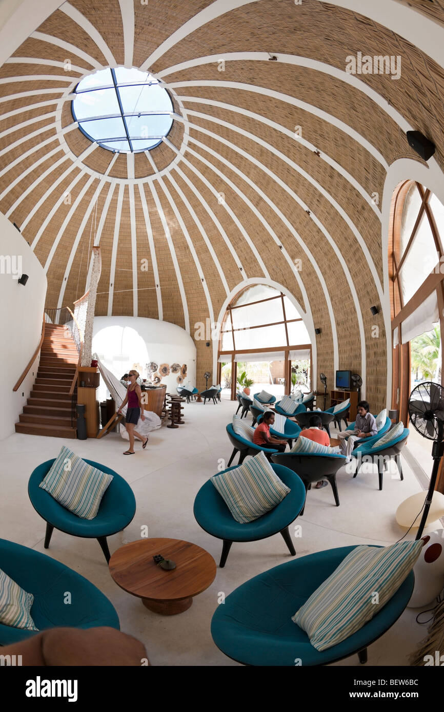 Rezeption des Hotels auf den Malediven Insel Kandooma, Süd Male Atoll, Malediven Stockfoto