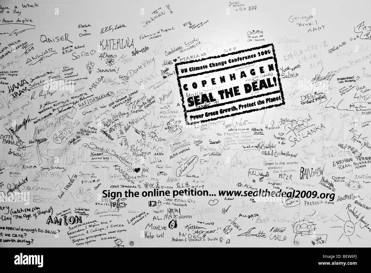 Signaturen für Siegel der Deal auf der UN-Klimakonferenz Klimakonferenz in Kopenhagen Stockfoto
