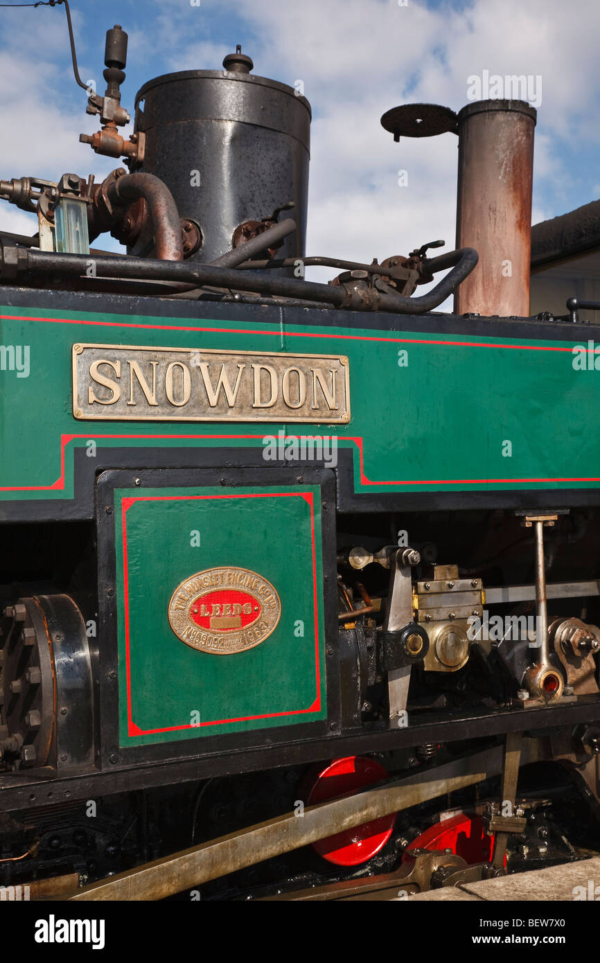Motor „Snowdon“ an der Clogwyn Station, Snowdon Mountain Railway, Eryri National Park (Snowdonia), Gwynedd, Wales. Stockfoto