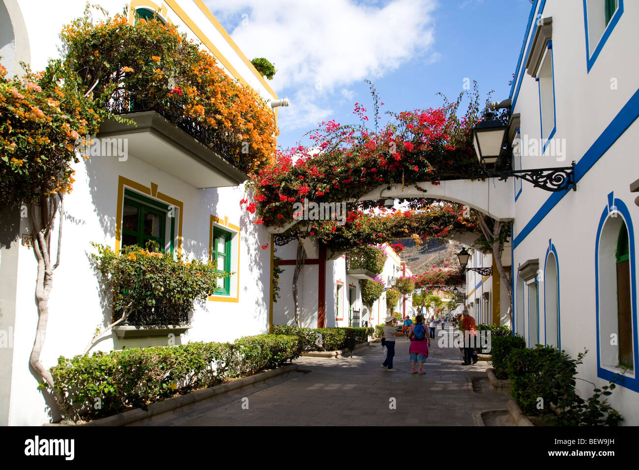 Gasse an der alten Puerto Rico, Gran Canaria, Kanarische Inseln, Spanien Stockfoto