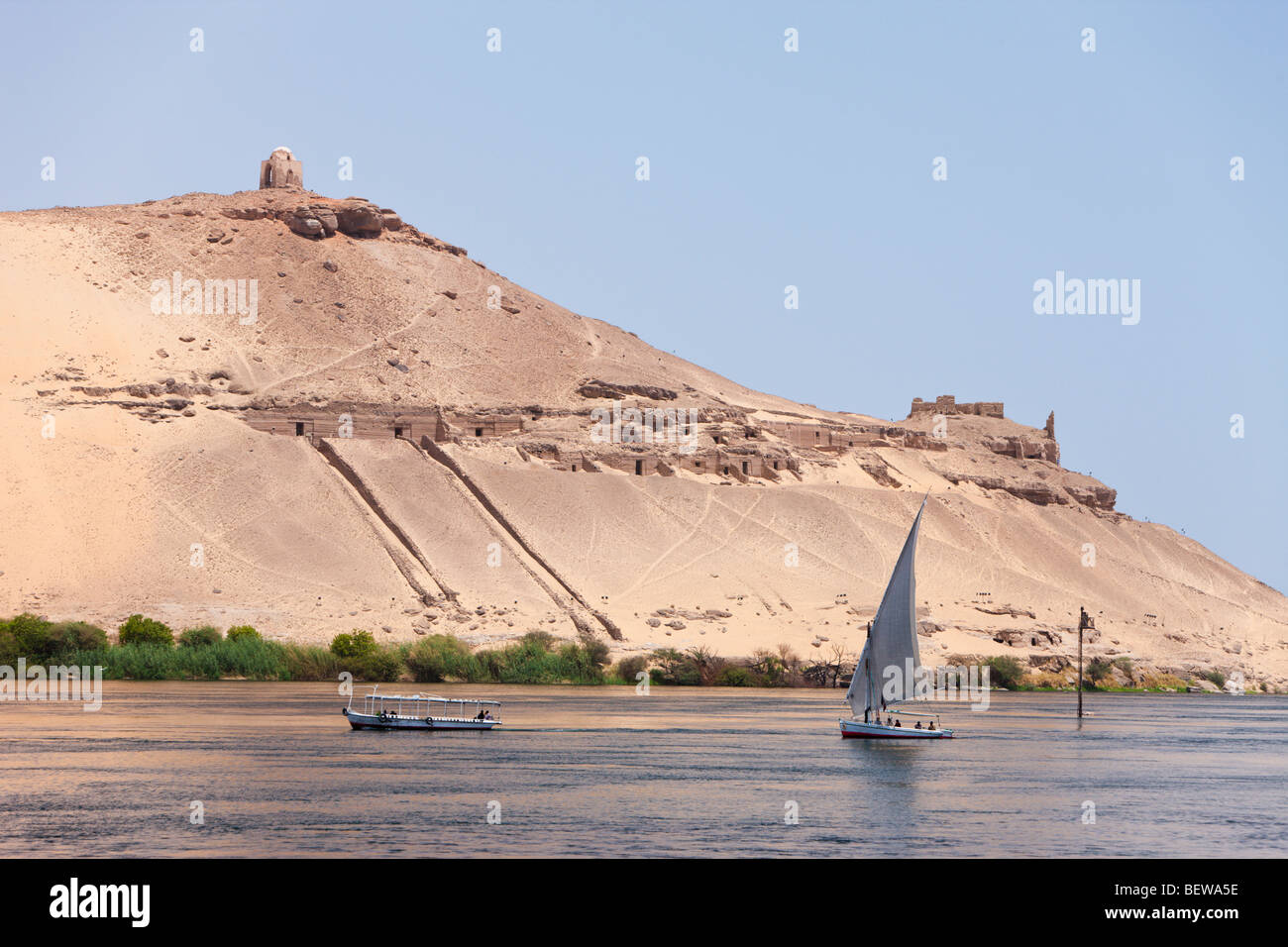 Feluke auf dem Nil, Assuan, Ägypten Stockfoto