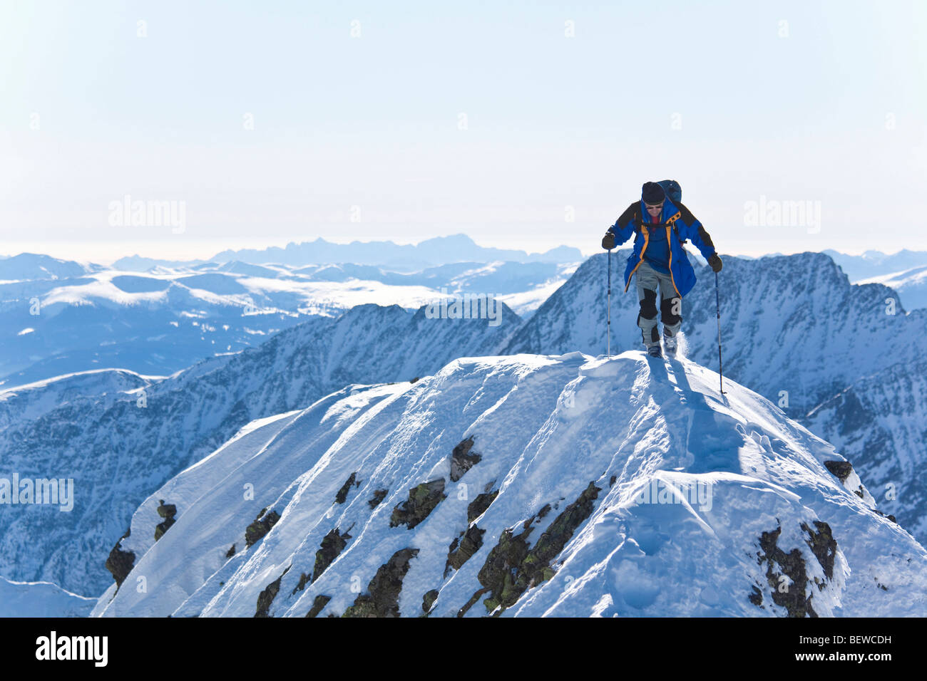 Ski-Bergsteiger, Elendberg, Alpen Stockfoto