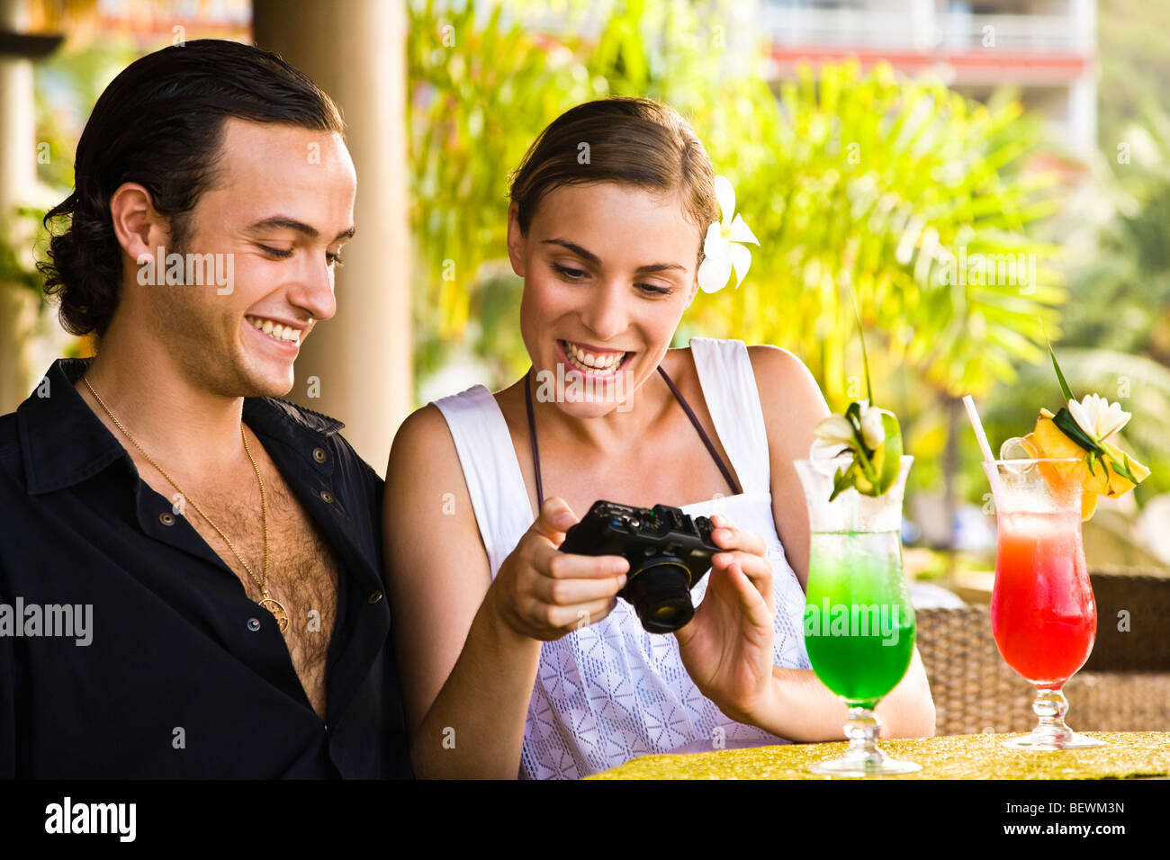 Paar Bilder in einer Kamera, Papeete, Tahiti, Französisch-Polynesien Stockfoto
