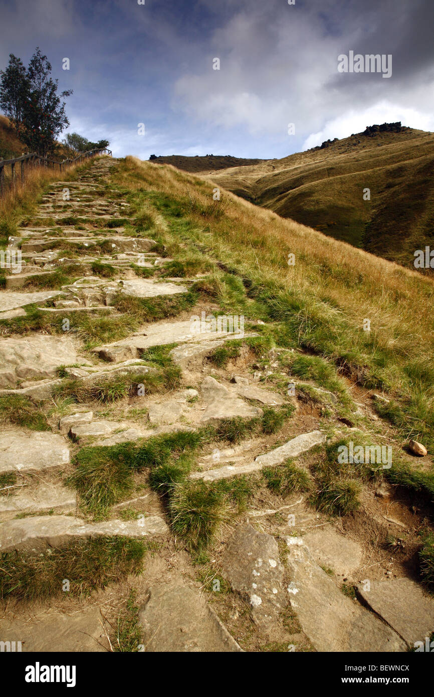 Jacobs Ladder Schritte, Pennine Weg Weg, Derbyshire Peak District, England, UK. Stockfoto