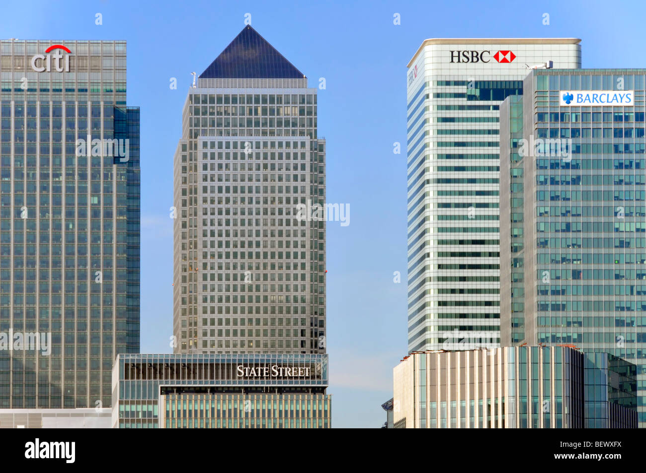 Bank Niederlassungen in Canary Wharf in London Docklands Stockfoto