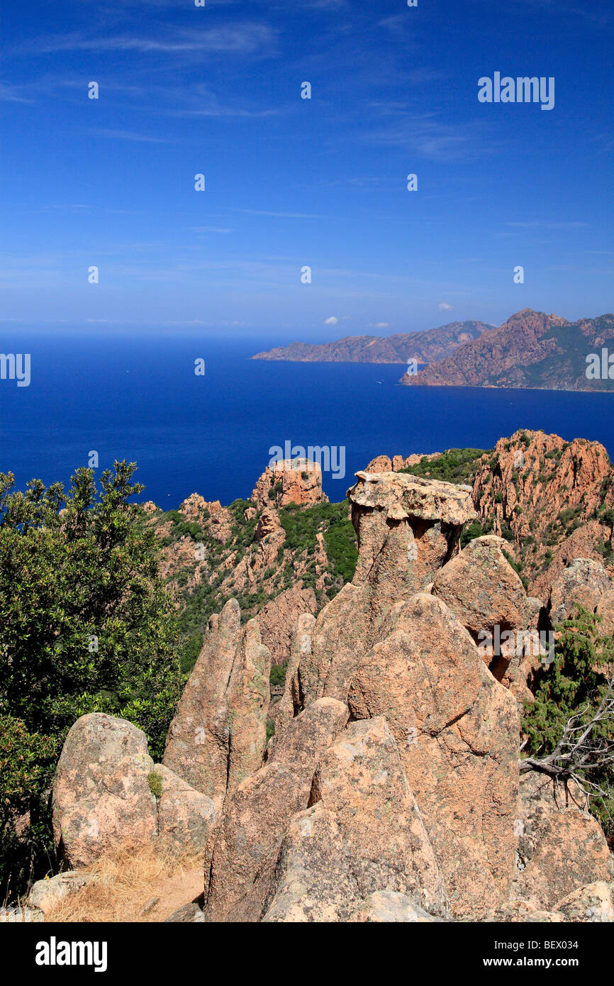 Die Calanche von Piana in Korsika, Frankreich Stockfoto