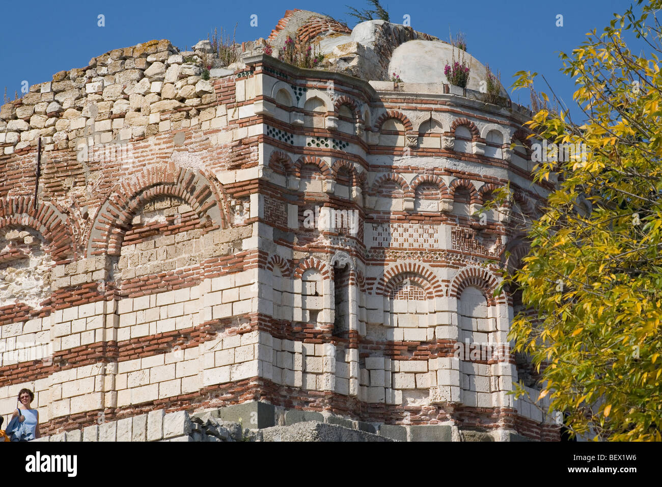 Bulgarien Nessebar byzantinische Stadtmauer Stockfoto
