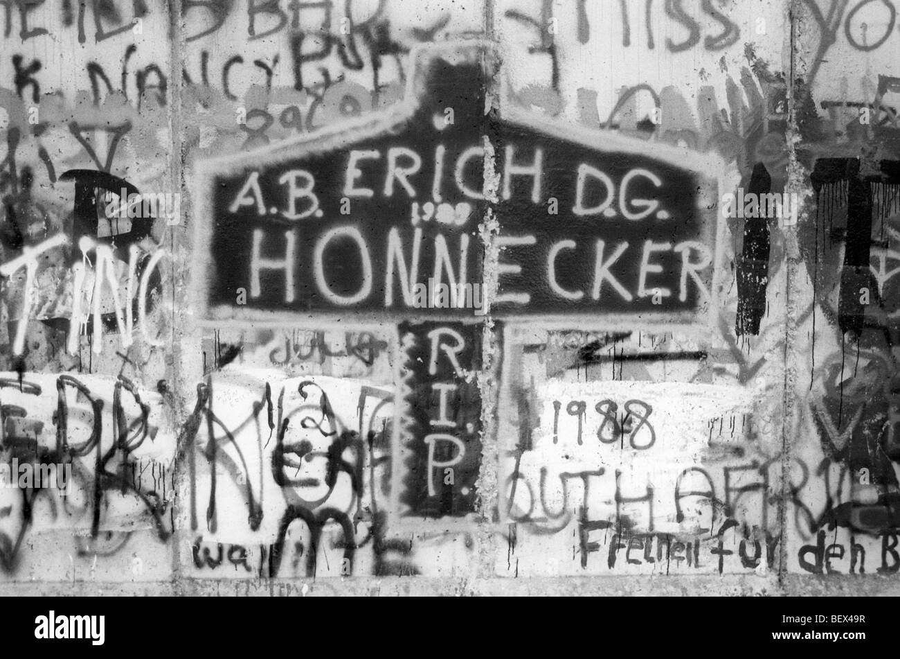 Graffiti auf der Berliner Mauer, 9. November 1989 Stockfoto