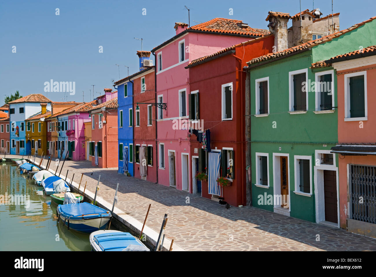 Burano, Venedig, Italien, Dienstag, 14. Juli 2009. Stockfoto