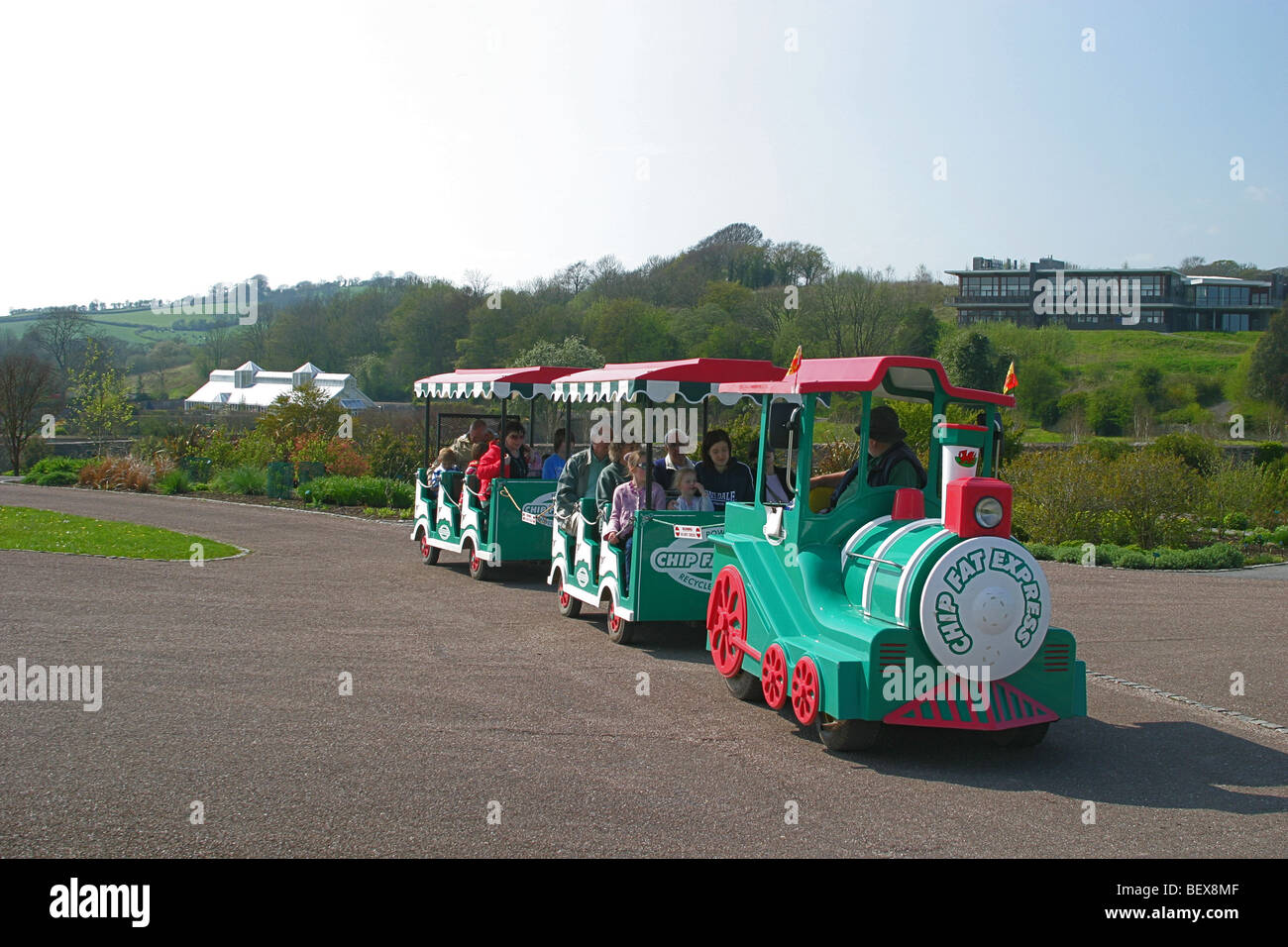 Der "Chip Fett Express" im nationalen botanischen Garten von Wales, Llangarthne, Carmarthenshire, Wales, UK Stockfoto