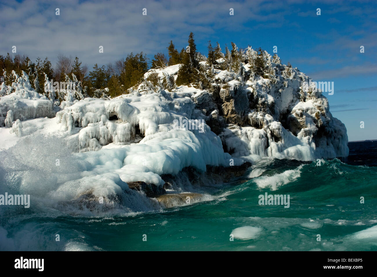 Winterlandschaft Tobermory Ontario Kanada Stockfoto