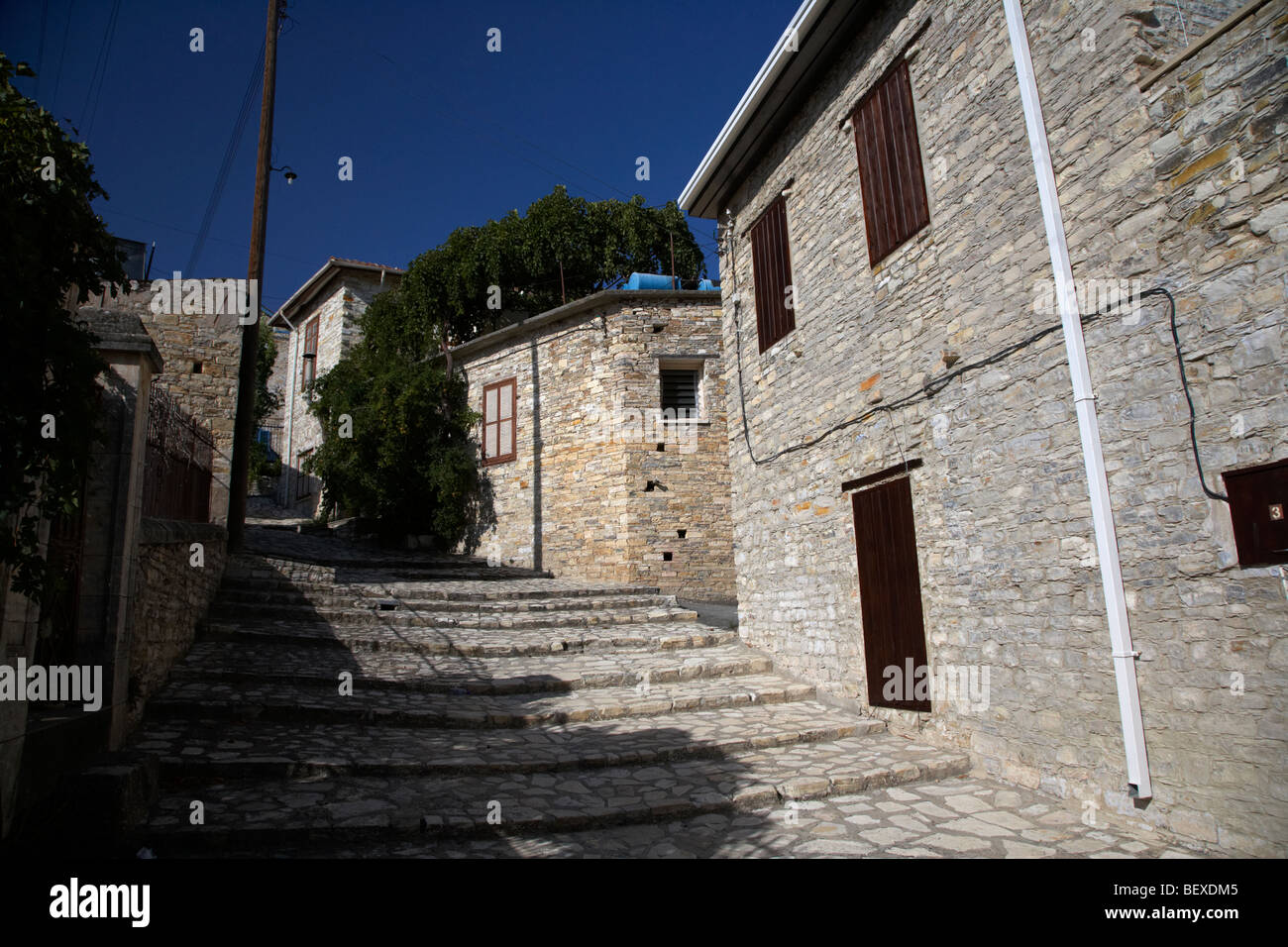 traditionelle Steinhäuser und steilen Straßen in Pano Lefkara Republik Zypern Europa Stockfoto