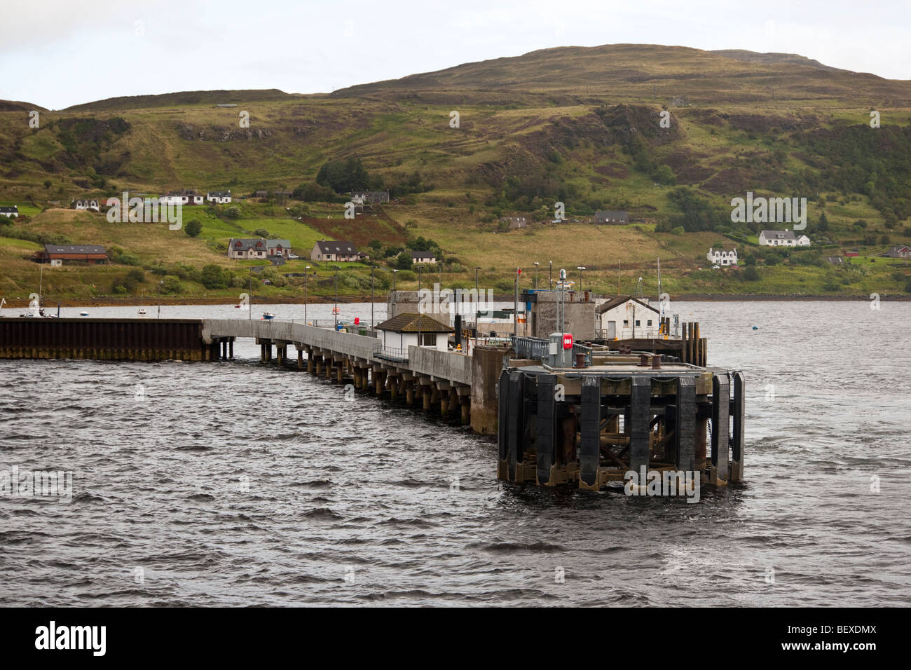 Der Pier im Hafen von Uig in Uig Bay, Isle Of Skye Stockfoto