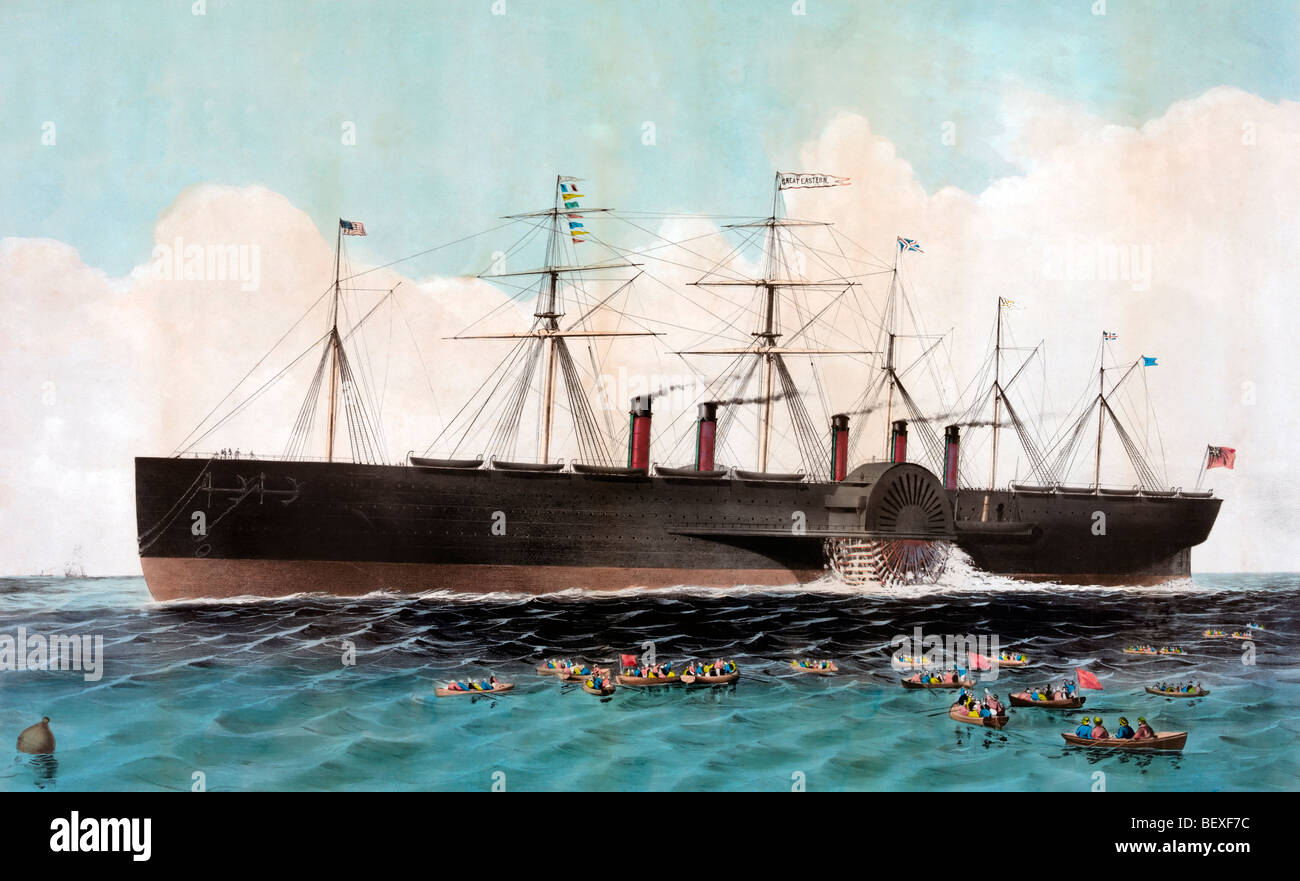 Der "Great Eastern" Dampf Schiff, 22.500 Tonnen ca. 1859.  Eine eiserne Dampfschiff, das als ein Passagierschiff zwischen Großbritannien und den USA diente Stockfoto