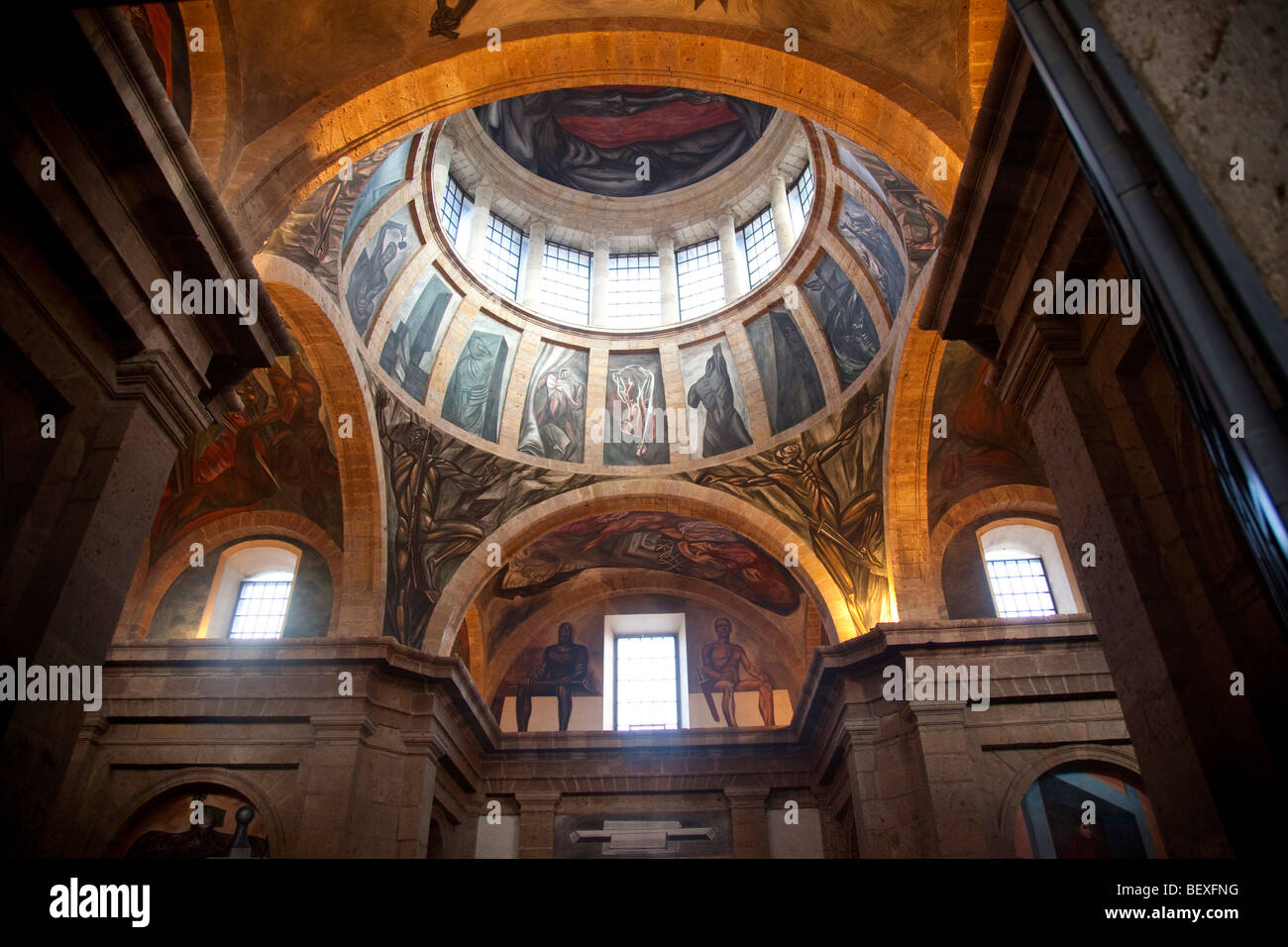 José Clemente Orozco, Wandbild Cabana Hospiz, Guadalajara, Jalisco, Mexiko Stockfoto