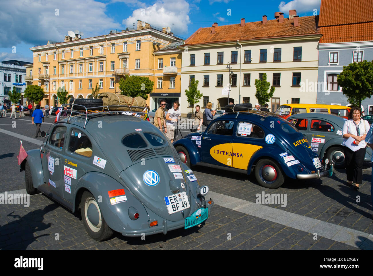 VW Käfer der deutschen Völker Automesse in Rotuses Aikste Platz in der Altstadt Vilnius Litauen Europa Stockfoto