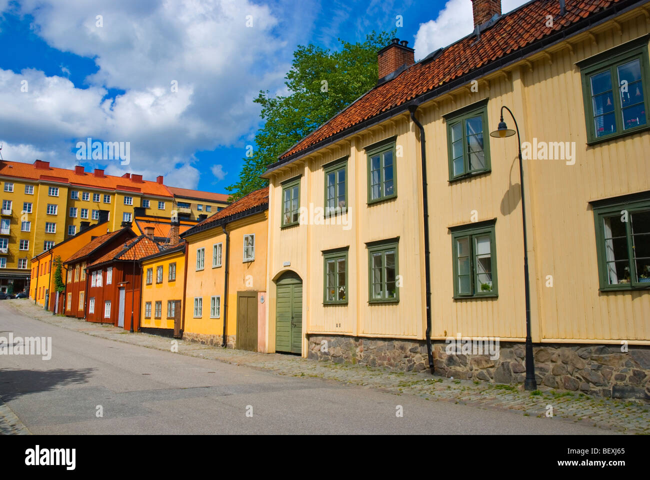 Holzhäusern Nytorget Platz in Södermalm Bezirk Stockholm Schweden Europa Stockfoto