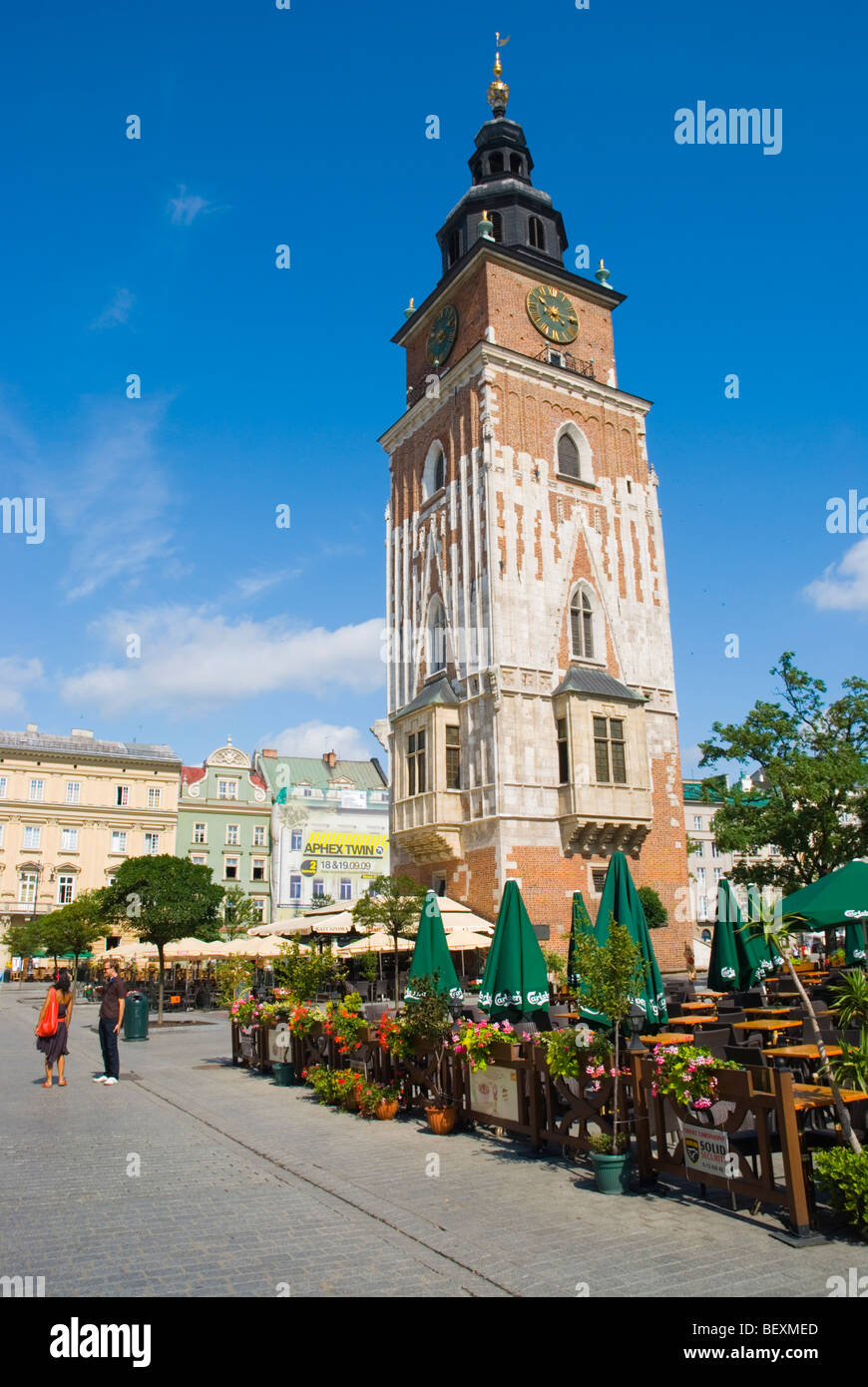 Rathausturm auf dem Altstädter Ring in Krakau Polen Europa Stockfoto