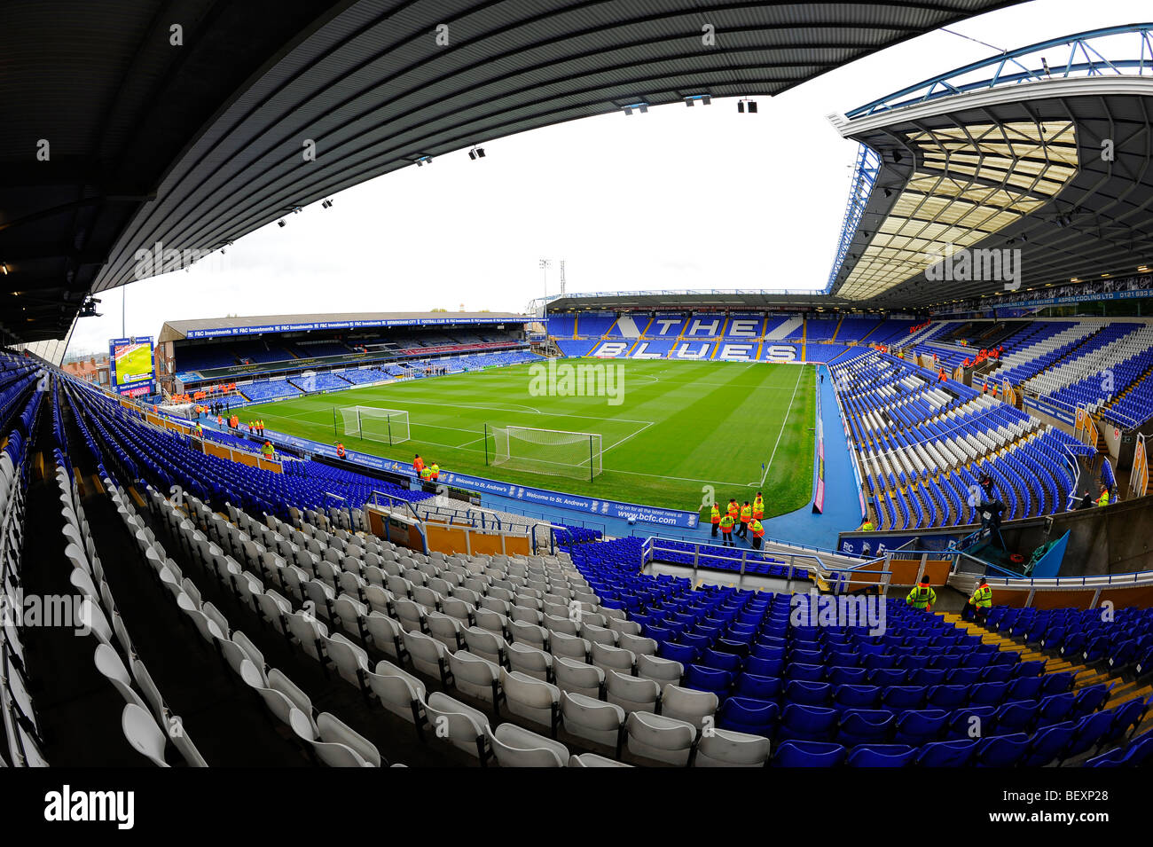 St Andrews Stadion, Heimat des Birmingham City Football Club Innenansicht Stockfoto