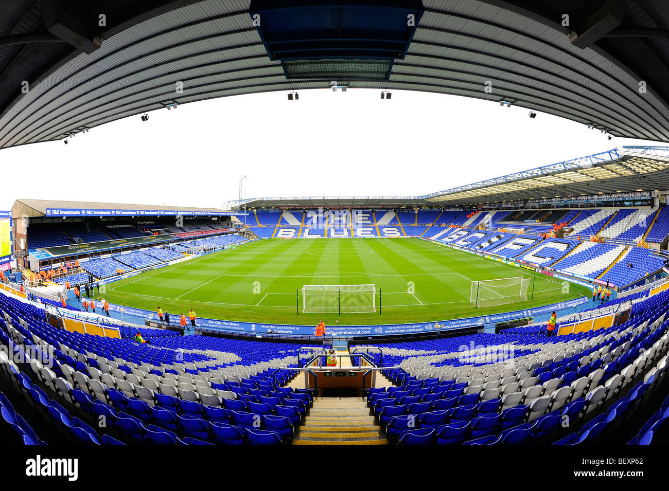 St Andrews Stadion, Heimat des Birmingham City Football Club Innenansicht Stockfoto