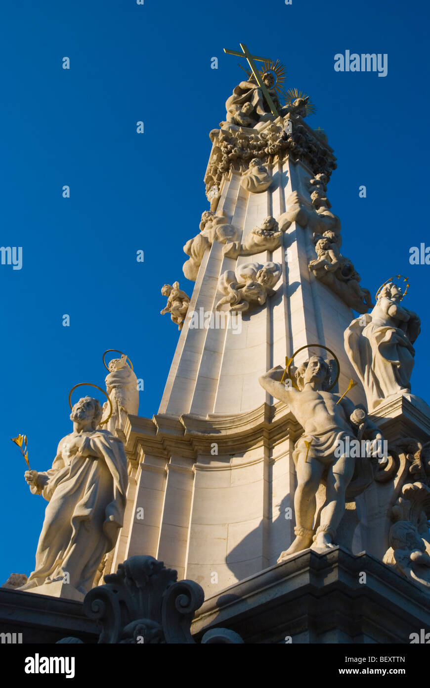 Dreifaltigkeitssäule in Szentharomsag ter Quadratmeter auf Castle Hill Budapest Ungarn Europa Stockfoto