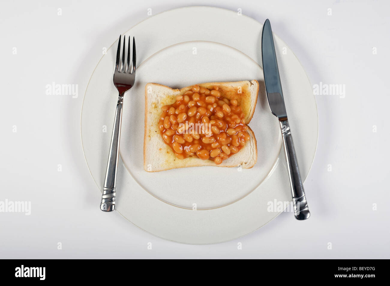 Bohnen auf Toast, einem traditionellen britischen snack Stockfoto