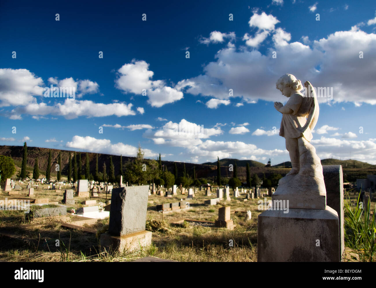 "Cherub" Grabstein auf dem "Evergreen Friedhof" in "Bisbee, Arizona." Stockfoto