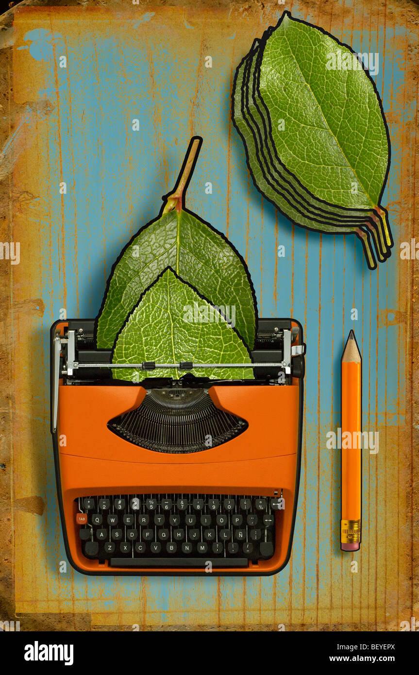 Schreibmaschine mit Blatt Stockfoto