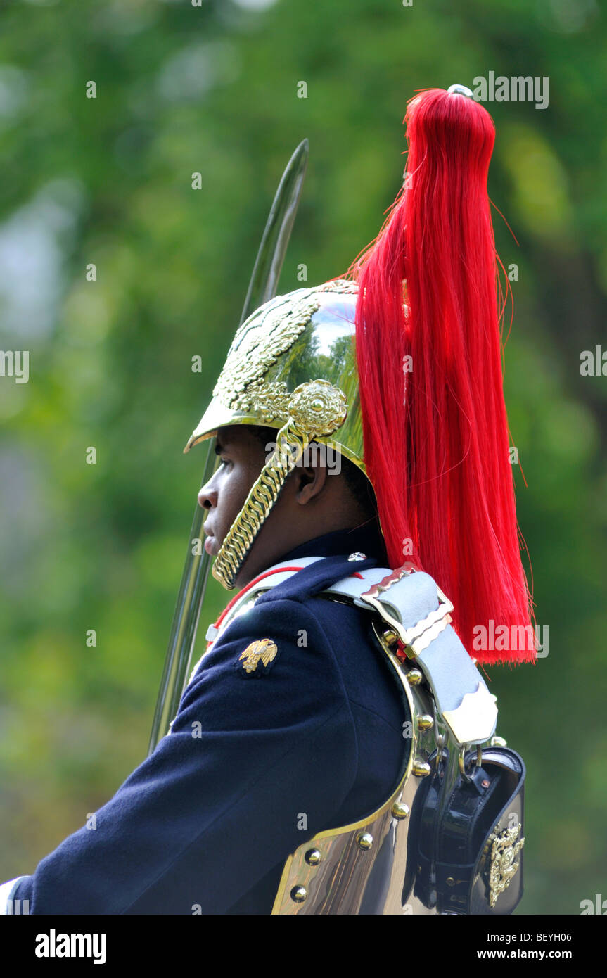 Horse Guards, Teil der Household Cavalry, auf der Parade in London, Vereinigtes Königreich Stockfoto