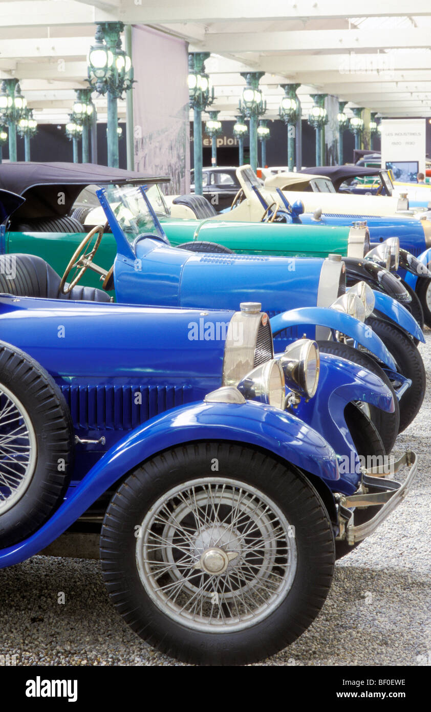 Mehrere Bugatti, Musée National de L'Automobile, Mulhouse, Elsass, Frankreich Stockfoto