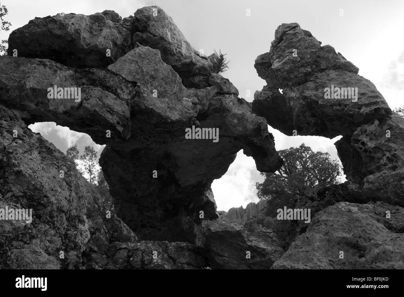 Kalkstein sedimentär Formen der Serra de Tramuntana Gebirge Nord West Mallorca Mallorca Balearen Spanien Stockfoto