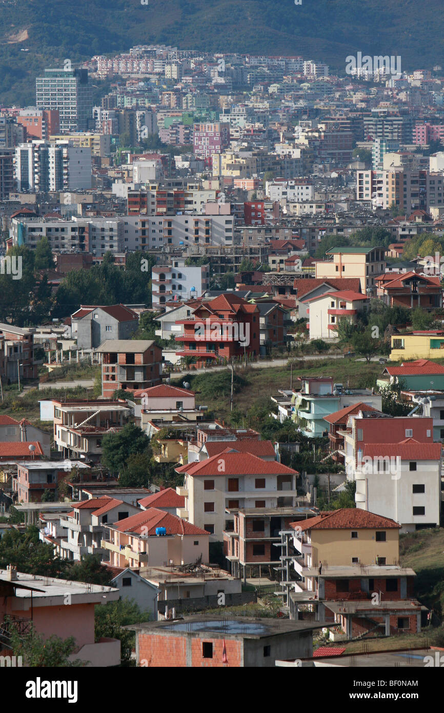 Blick auf die Stadt von Tirana, Albanien Stockfoto