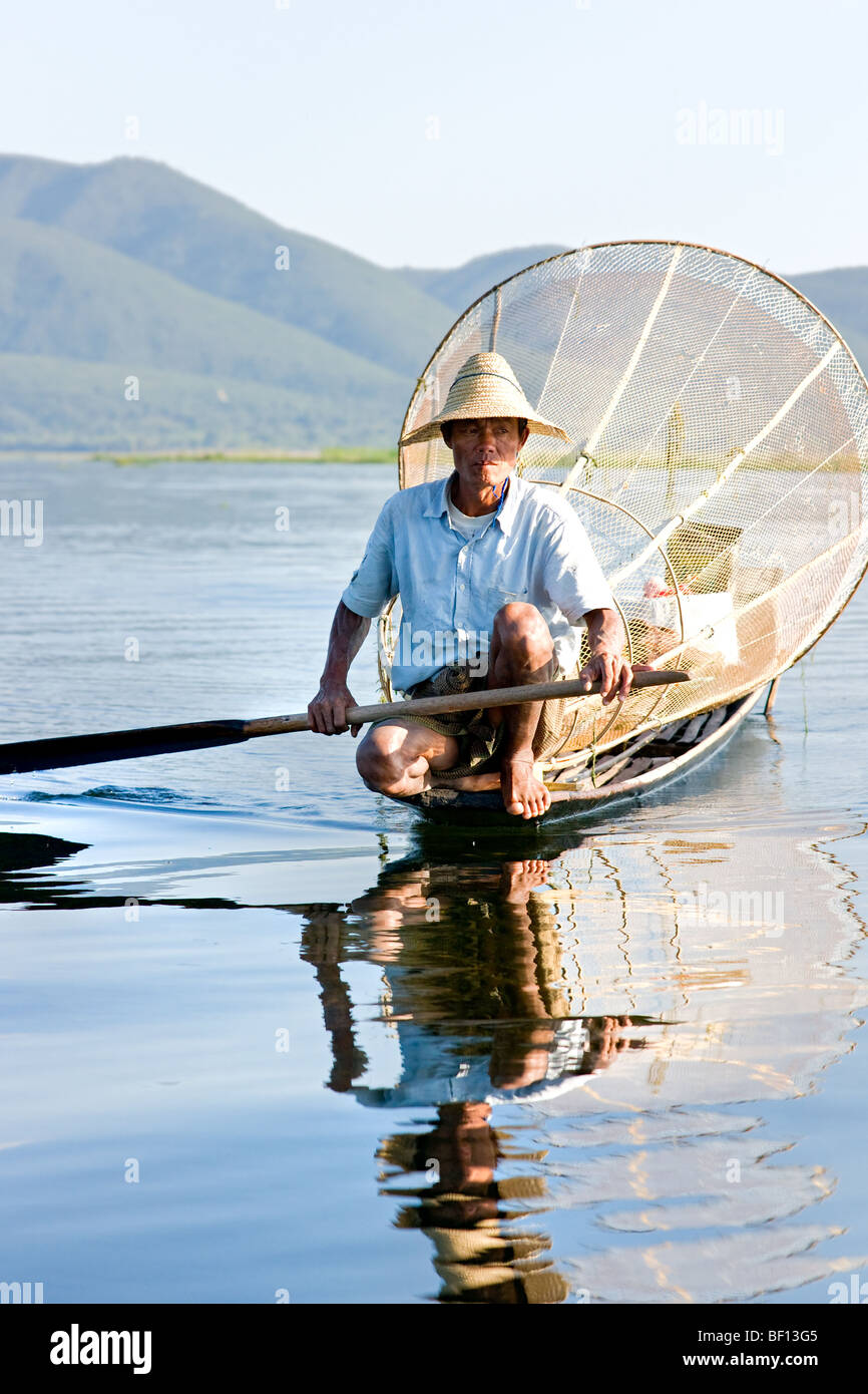 Fischer in Inle-See, Myanmar. Stockfoto