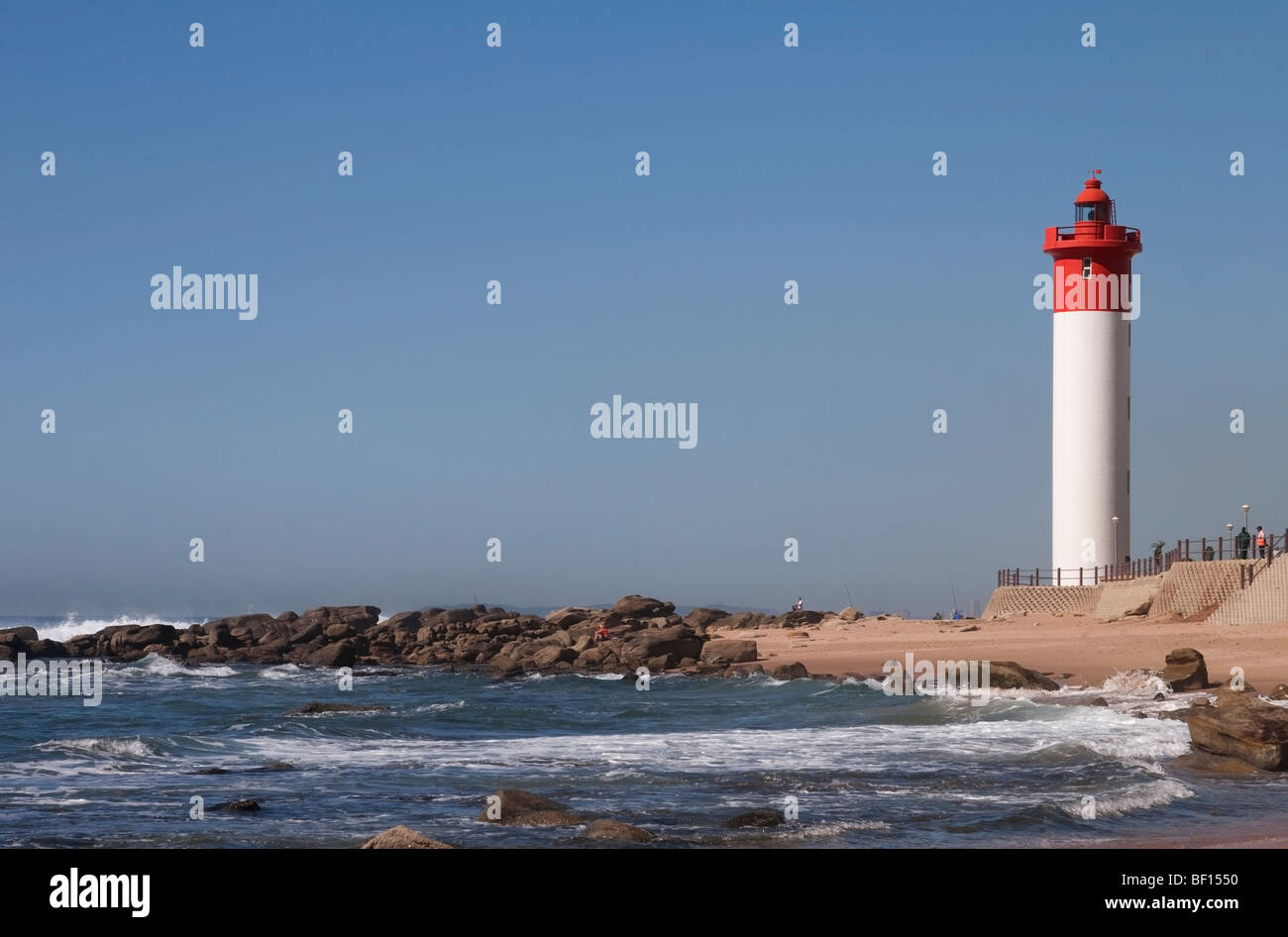 Umhlanga Strand und Leuchtturm nördlich von Durban, KwaZulu-Natal Stockfoto