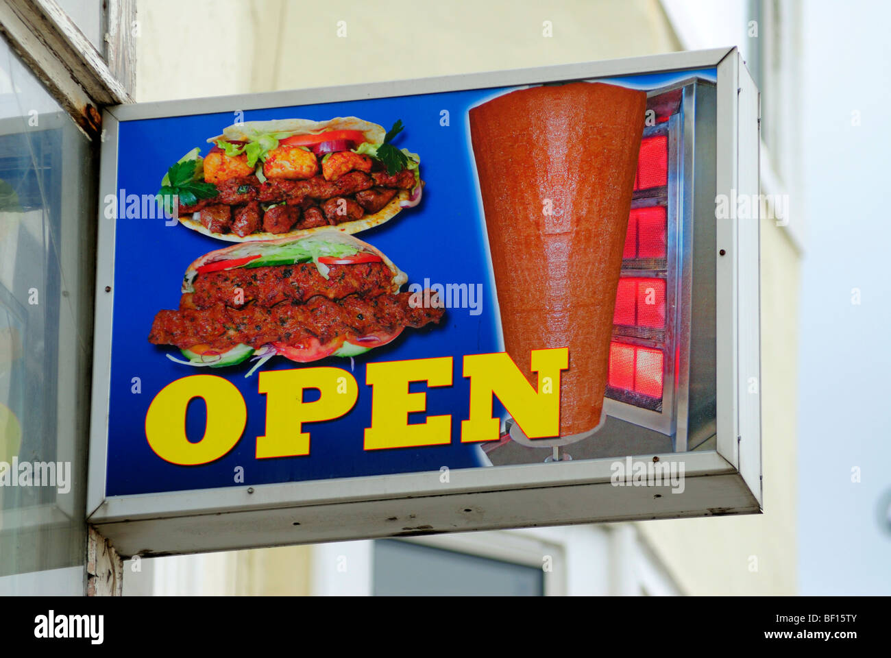 „Fast Food“ oder „Take Away Food“-Schild Stockfoto
