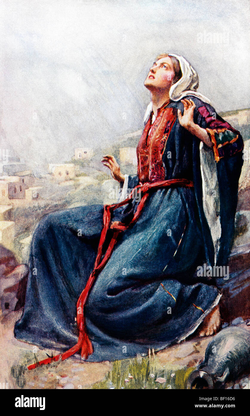 Gemälde von Maria, der Mutter Jesu, „die Verkündigung“ von Harold Copping Stockfoto