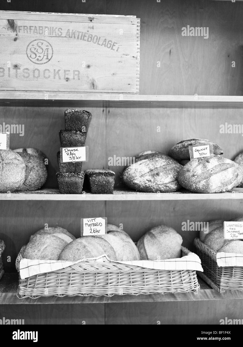 Innen eine Bäckerei, Schweden. Stockfoto